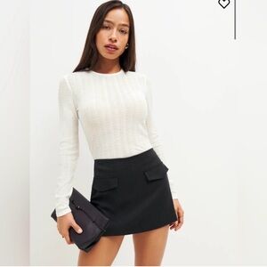 New Reformation Ashley Knit Cream Top Medium